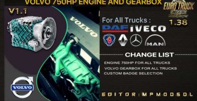 volvo 750hp and gearbox for all trucks for multiplayer ets2 1 38 v1 1 1